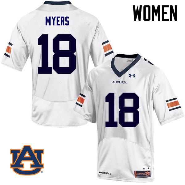 Women Auburn Tigers #18 Jayvaughn Myers College Football Jerseys Sale-White
